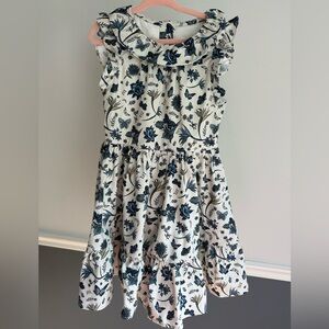 Floral Kids Dress in Blue and White